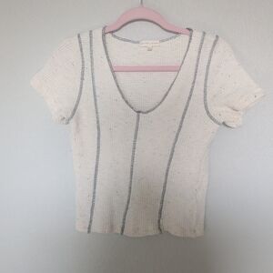 Gilded Intent Cream and Blue Striped Knit Tee